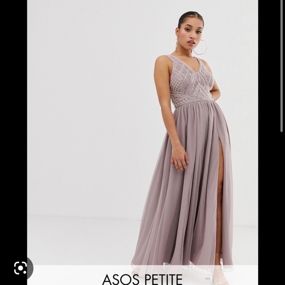 Asos maxi dress with tulle skirt and embellished and pearl bodice